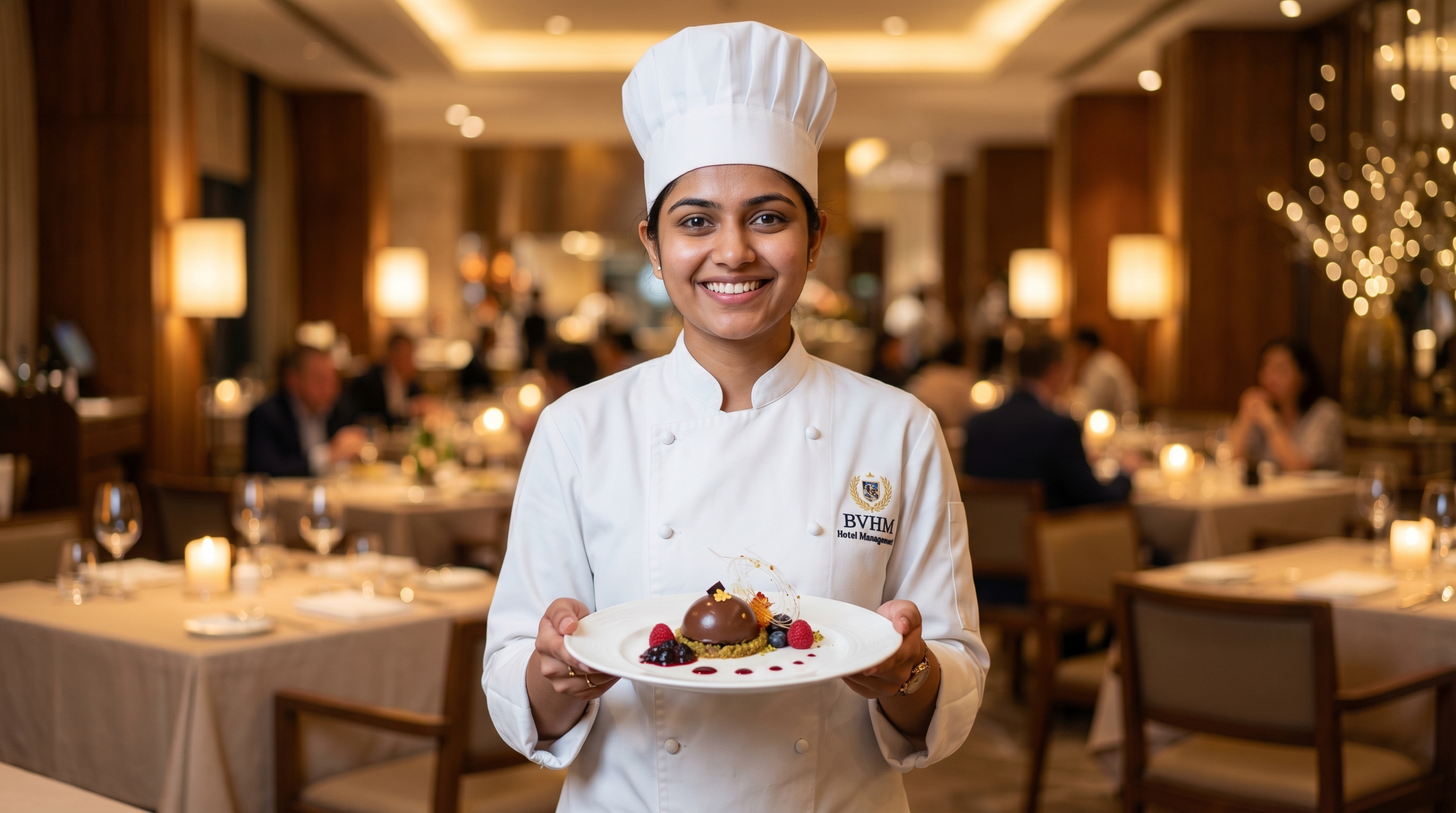 Chef student in professional kitchen