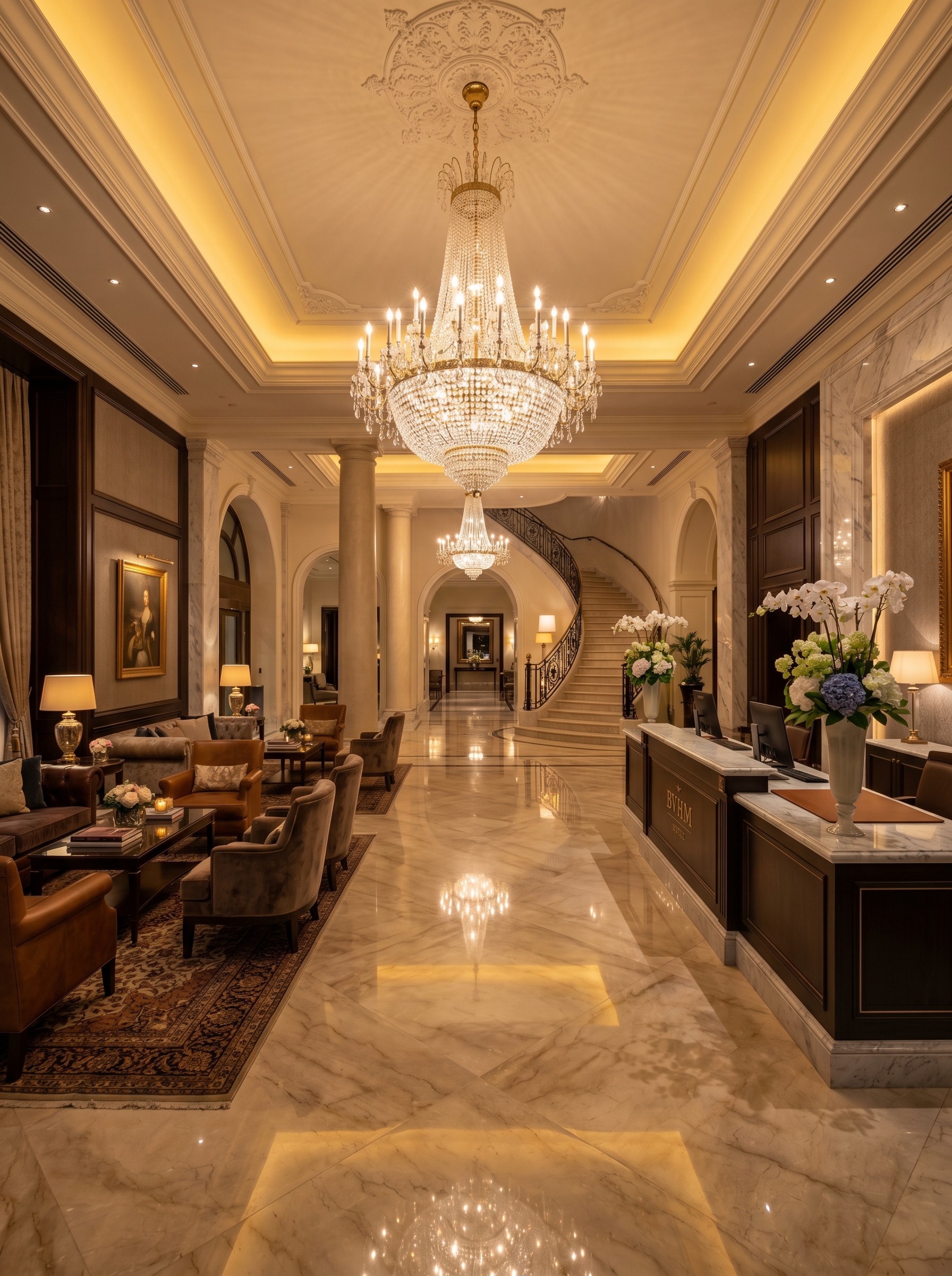 Luxury hotel lobby