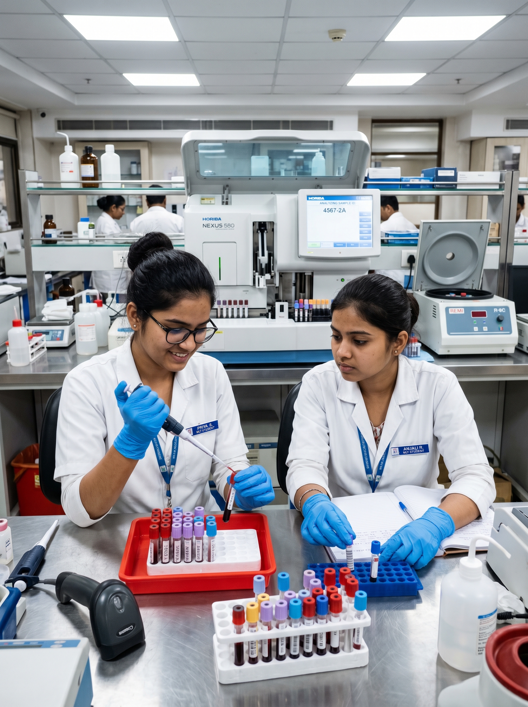 B.Voc MLT students in advanced laboratory