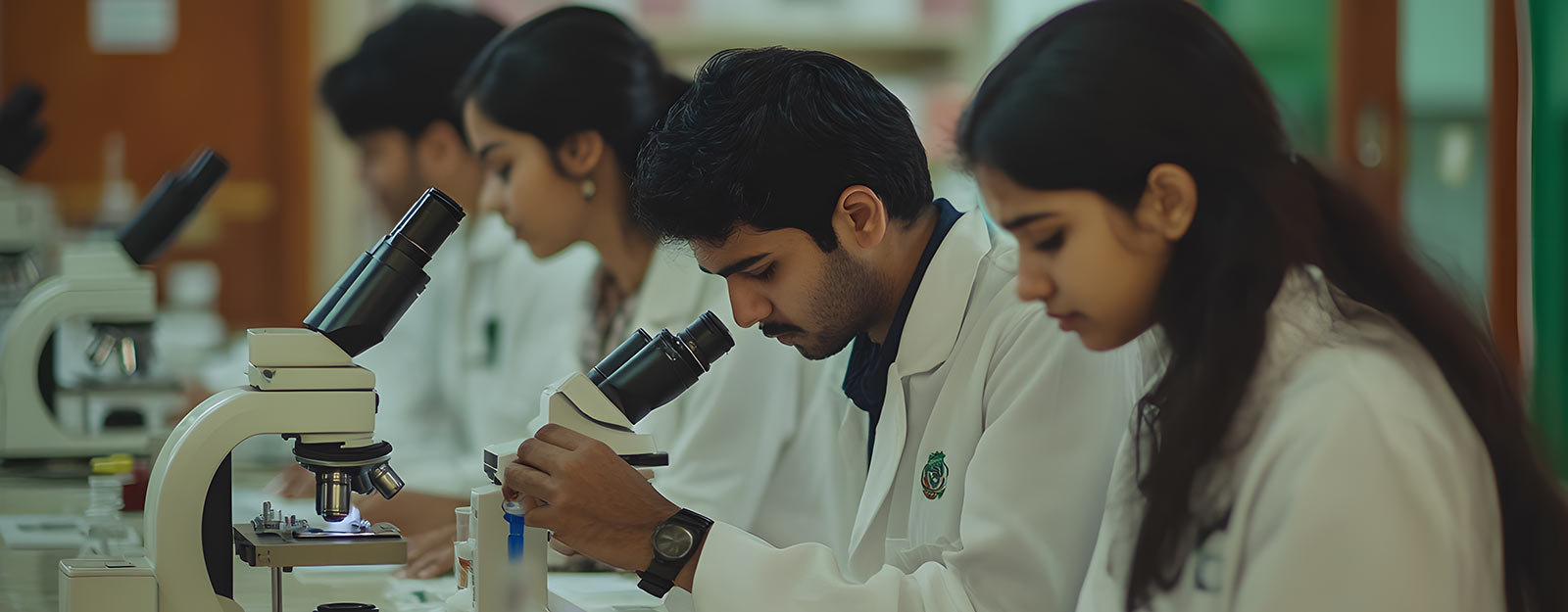 Undergraduate students doing practical lab training for B.Voc MLT course in Thane